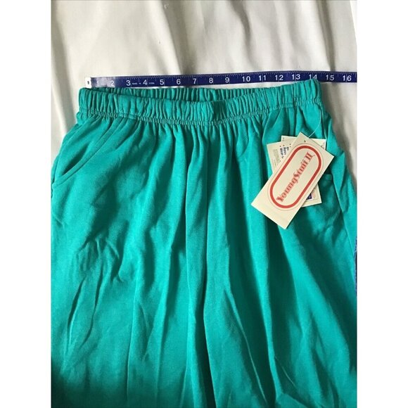 Young Stuff II Womens Teal Elastic Waist Pants Size M 100% Cotton Made In USA - Picture 9 of 12